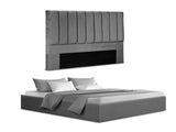 Artiss Double Bed Frame with Storage Grey Velvet Headboard Gas Lift Platform Base BFRAME-E-TOKI-VELA-D-GY-AB