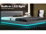 Artiss Bed Frame Queen Size LED Gas Lift Grey LUMI BFRAME-E-LUMI-Q-GY-ABC
