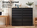 Artiss 2x Chest of 6 Drawers Dresser Tallboy Black FURNI-N-CDR-6D-BK-ABX2