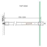 110cm Reeded Glass Shower Screen with Black F-Brackets and Square Pole V63-918311