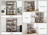 Artiss Kitchen Rack with Power Outlets Hooks 96CMX170CM Microwave Storage Shelf KR-MEL-5S-100-2AC-BKBR