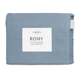 Algodon Romy Blue Cotton Jacquard Quilt Cover Set King V442-INT-QUILTCS-ROMYJACQUARD-BLUE-KI