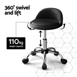 Artiss Salon Stool Swivel Chair Backrest Chairs SALON-B-BACK-BK