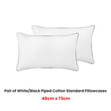 Accessorize Pair of White/Black Piped Hotel Deluxe Cotton Standard Pillowcases V442-HIN-PILLOWC-HOTELPIPED-WHITEBLACK-ST