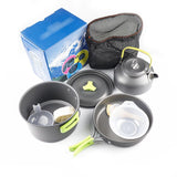 Camp Cookware 2-3 People Set, Pan Pot Teapot Lightweight Outdoor Portable Camping Cooker Set for V1192-AZ-W-3657