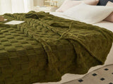 200*230CM Dark Green Ultra-Soft Waffle Textured Plush Fleece Blanket - Large Cozy All-Season Throw V888-ELOSUNG32601