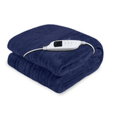 Laura Hill Electric Heated Blanket Throw Soft Coral Fleece w/ 9 Heat Settings - Blue THRG-KH-BU