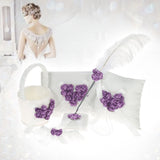 5pcs/set Satin Flower Girl Basket 7 * 7 inches Ring Bearer Pillow Guest Book Pen Holder V1294-YM0901-H20153PU