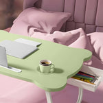 SOGA 2X Green Portable Bed Table Adjustable Folding Mini Desk With Mini Drawer and Cup-Holder Home BEDTABLEM668X2