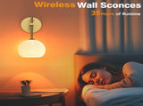 Wall Sconces Set of Two, Wireless Battery Operated Wall Decor Remote, Sconces Wall Lighting V1171-CB-BOM001168