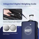 28" Digital Weighing Scale and USB Charging Port Lightweight Luggage Suitcase Blue V915-FB3001-L-BL
