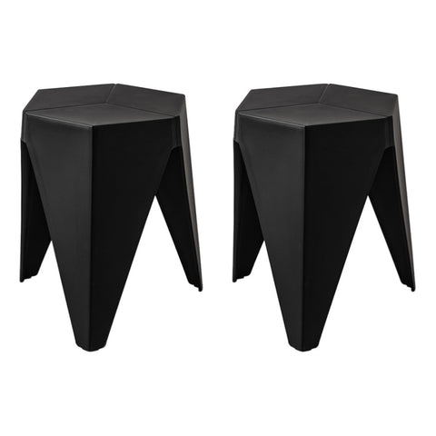 Artiss 2x Bar Stools Puzzle Plastic Foot Stool Black AI-PP-STOOL-T-BK