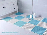 Sky Blue And White DIY Interlocking Non-Slip Floor Tiles - 12-Pack PVC Drainage Mat for Shower & V888-ELOSUNG36095
