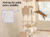 CARLA HOME 180cm Cat Tree Tower for Indoor Cats with Plush Perches, Dual Condos, Natural Sisal LSB-36387