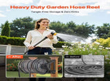 Wall Mounted Garden Hose Reel, Holds 200 ft 5/8-inch Manual Water Hose Winder, Heavy-Duty Steel, V952-GQSSGJP200FTIOUZW002V0