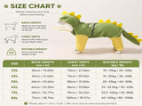 Green Dog Raincoat Dinosaur Hooded Waterproof Jacket 7XL Size with Leash Hole Removable Tail Cover V888-ELOSUNG54354