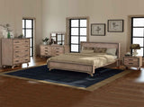 5 Pieces Bedroom Suite King Size Silver Brush in Acacia Wood Construction Bed, Bedside Table, V43-BDS-SSH-5PC-K