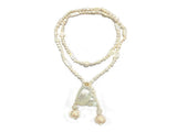 90cm vintage-style pearl and white conch pendant necklace, lightweight jewelry, women's style V1188-MS-210-054