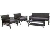 Gardeon 4PCS Outdoor Sofa Set Wicker Harp Chair Table Garden Furniture Grey ODF-RATTAN-HARP-GE-AB