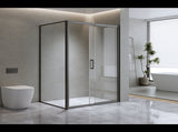 Adjustable 1300x920mm Single Door Corner Sliding Glass Shower Screen in Black V63-846171
