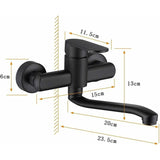 Single Handle Kitchen Faucet Wall Mounted High Quality Brass Body Black Projection 200Mm V1188-MS-227-2759
