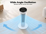 Devanti Tower Fan with Remote Control, 3 Speed 3 Mode 7.5h Timer, White TF-RC-01B-WH