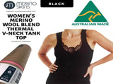 MERINO SKINS Ladies Dianthe Tank Top Thermal Merino Wool Rich Thermals - Black V563-MS-DIANTHE-TANK-BLK-XL