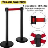 Stanchion Post Barriers 4-Set Line Dividers, Stainless Steel Stanchions with 6.6 Black Retractable V952-GLZ-CBTZ-HS-4JT01V0