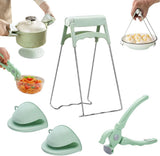 4-Piece Hot Plate Gripper Set, Anti-Scalding Kitchen Bowl Gripper with Silicone Pads, Stainless V1258-DP02-F-423