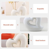 Ceramic Heart Vase White Flower Container for Desk Decoration V1366-AZ2-W-23004