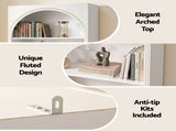 Artiss 4 Tier Bookshelf Arched Fluted Storage Display Cabinet Unit White FUR-S-BSHELF-ARC-WH-AB