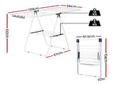 Artiss 2 Tier Clothes Rack Airer Foldable 139CM White HANGER-B-04-FLD-WH
