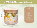 6 Pack 16oz Glass Oats Containers with Bamboo Lids Wide Mouth Salad Jars V1263-JX-5945
