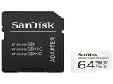 SANDISK HIGH ENDURANCE MICROSDHC CARD SQQNR 64G UHS-I C10 U3 V30 100MB/S R 40MB/S W SD ADAPTOR V28-FFCSAN64GSQQNR