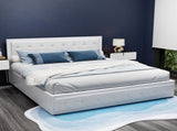 Artiss Bed Frame King Size Gas Lift White TIYO CARDIFF-BEDROOMSUITE-34CM-K