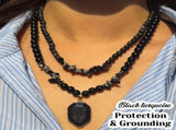 Vintage Double-Layer Hand-Strung Turquoise Necklace, Bohemian-Style Crackle Pendant for Protection V1232-SCHSSXL001