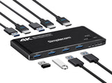 Simplecom KM420 2-Port HDMI KVM Switch HDMI 2.0 4K60Hz 4-Port USB 3.0 Hub 5Gbps V28-KM420