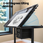 Artiss Drawing Desk Drafting Table Black DRAW-DESK-03-SI