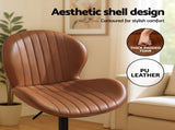 Artiss 4x Bar Stools Kitchen Swivel Gas Lift Counter Chair Shell Leather Brown BA-KJ-5681-BRX4