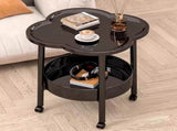 2 Tiers Freestanding Side Table, Mini Beside Table with Open Storage Shelf, Modern Plastic End Table V1369-AZ3-W-10052