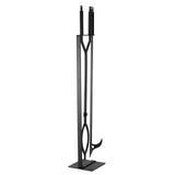 Fireplace Tool Set, 3 PCS Fire Tool Set and Holder with Stand, Tongs, Fire Place Poker, Wrought Iron V952-BLGJTJ3JTCXGS1KU6001V0