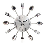 3D Removable Modern Creative Cutlery Kitchen Spoon Fork Wall Clock Mirror Wall Decal Wall Sticker V1369-AZ3-W-04409