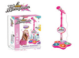 Babies Microphone with Stand, Singing Toys for Girls and Boys with Music and Light, Adjustable V1263-JX-3027