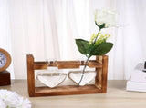 2Pcs Coffee Glass Vase with Wooden Stand Hydroponic Plant Planter for Home Decor and Storage V1369-AZ3-W-15886