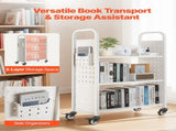 Rolling Library Book Cart, 150 kg Capacity, 77 x 38 x 122 cm Library Cart, Single Sided L-Shaped V952-LXTSGTCBS330DZLNM001V0