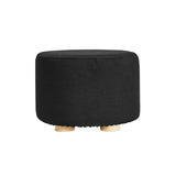 Fabric Ottoman Round Wooden Leg Foot Stool - BLACK V274-FT-GQST01-BK