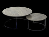 Levede Round Nesting Table Coffee Table Wood Side Table CH1156-60-GY_NZ