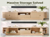 Artiss 220cm TV Unit Rounded Edge Slide Side Cabinet Door Pine FURNI-N-TV220-WD-AB