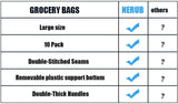 10 Pack Heavy Duty Reusable Grocery Bags with Reinforced Bottom, Large Capacity Shopping Totes for V1107-CS-STGWDHU