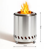Portable Table Top Fire Pit with Stand, 8.5" Stainless Steel Mini Outdoor Low Smoke Burning Tabletop V1192-AZ-W-3104